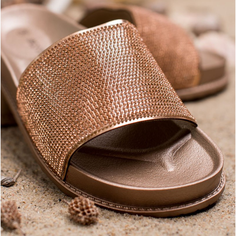 Bestelle Gumové pantofle s krychlovým zirkonem žlutá 1