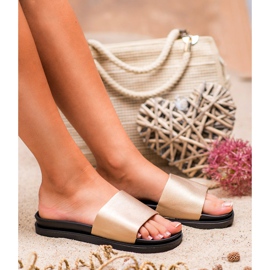 Clowse Zlaté dámské pantofle zlatý 1