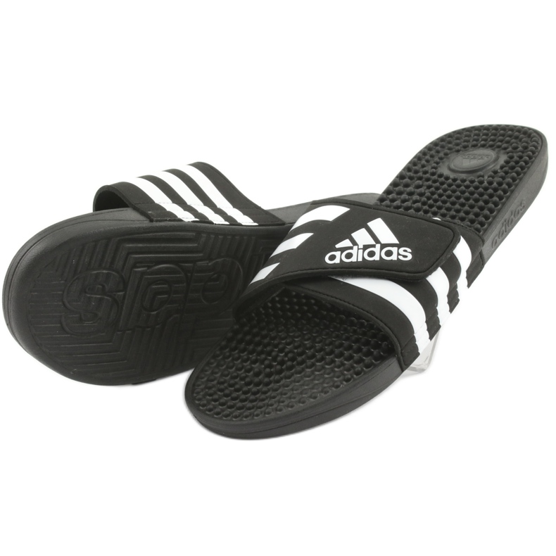 Žabky Adidas Adissage M F35580 na suchý zip bílý černá 3
