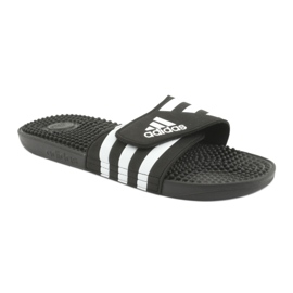 Žabky Adidas Adissage M F35580 na suchý zip bílý černý 1