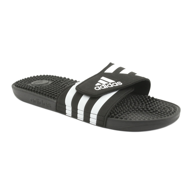 Žabky Adidas Adissage M F35580 na suchý zip bílý černý 1