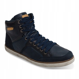 Vysoké tenisky přírodní kůže XF117 Navy Blue námořnická modř 2