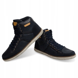 Vysoké tenisky přírodní kůže XF117 Navy Blue námořnická modř 1