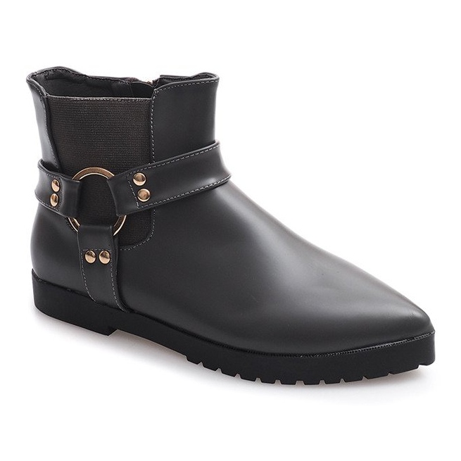 Teplé elegantní boty se sponou HW14 šedá 2