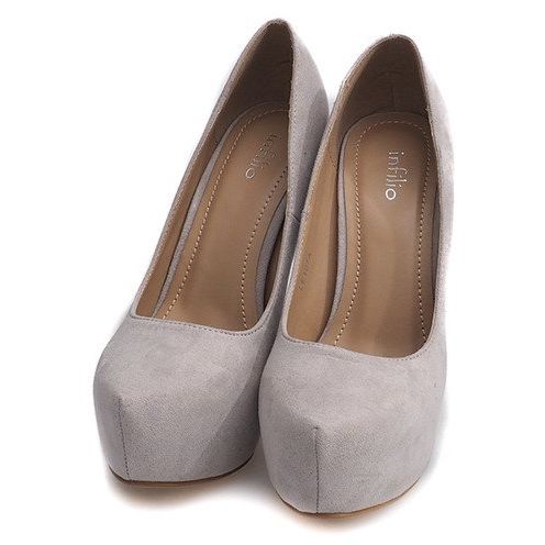 Semišové podpatky na šedé platformě LE107A šedá 1