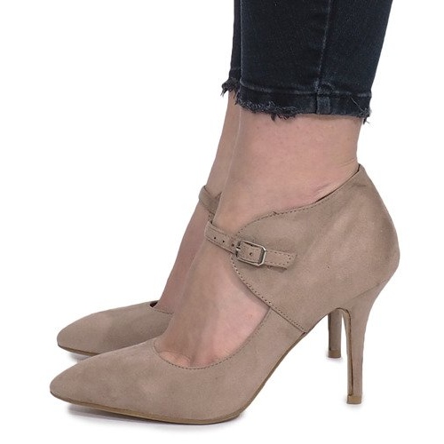 Khaki boty na patě Thérèse béžový 1