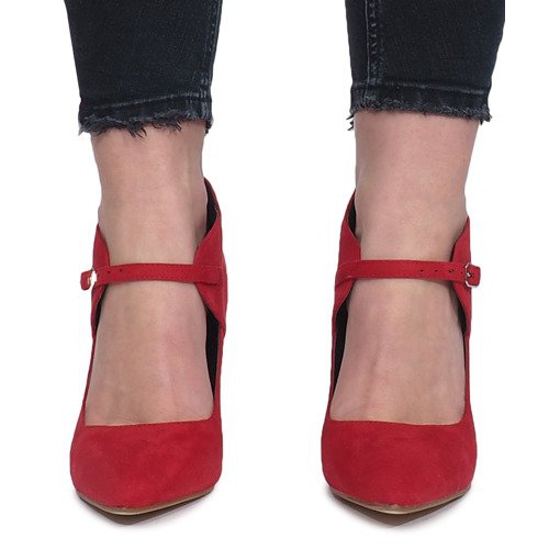 Červené kozačky na podpatku Thérèse 1