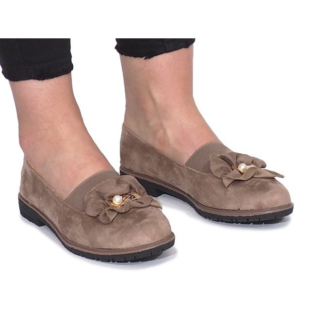 Khaki nazouvací boty s mašlí Pearl Inside vícebarevný zelený 2