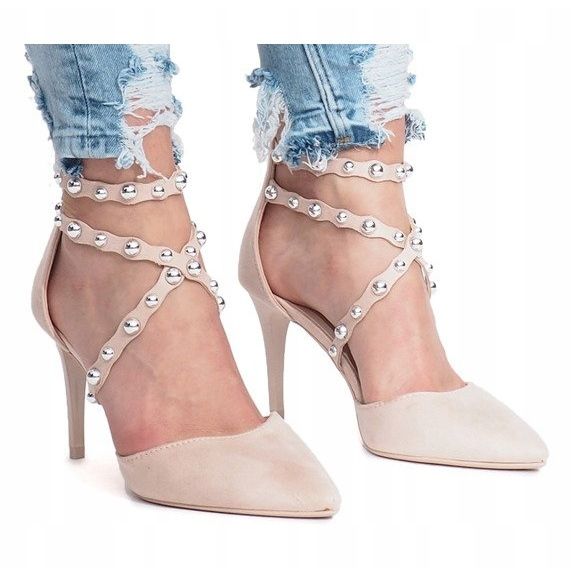 Béžové sandály na vysokém podpatku B-50 béžový 1