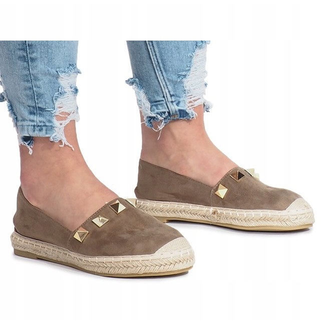Zlaté sluneční olivové espadrilky vícebarevný zelený 1