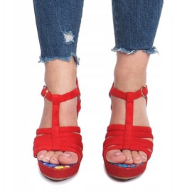 Klínové sandály Red Ankard červené 1