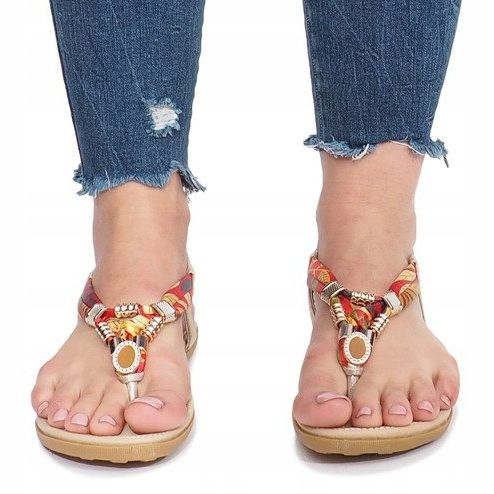 Zlaté ploché sandály s diamanty Sprat zlatý 1