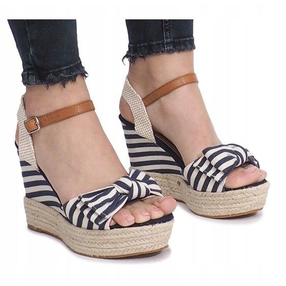 Sandály na klínku s espadrilkami Blue Sea modrý 2