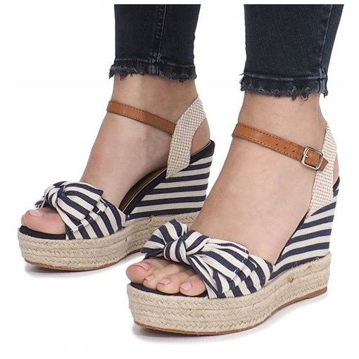 Sandály na klínku s espadrilkami Blue Sea modrý 1