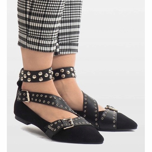 Černé nazouvací boty s cvočky B12-8 černá 2