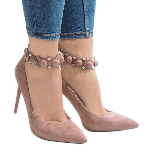 Růžové sandály na vysokém podpatku LE033P růžový 2