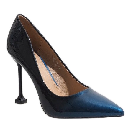 Tmavě modré lakované podpatky LE030P modrý 1