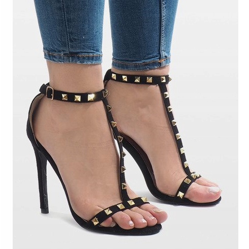 Černé sandály na vysokém podpatku FB-31 černá 1