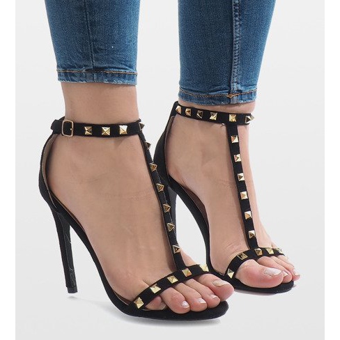 Černé sandály na vysokém podpatku FB-31 černá 2