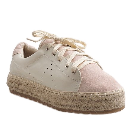 Růžové krajkové espadrilky LX-07 růžový 1
