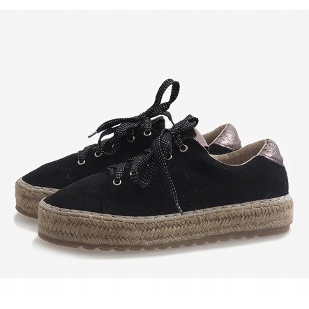 Černé krajkové espadrilky BB01P černý 1
