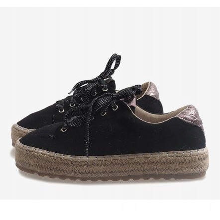 Černé krajkové espadrilky BB01P černý 2