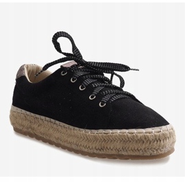 Černé krajkové espadrilky BB01P černá 4