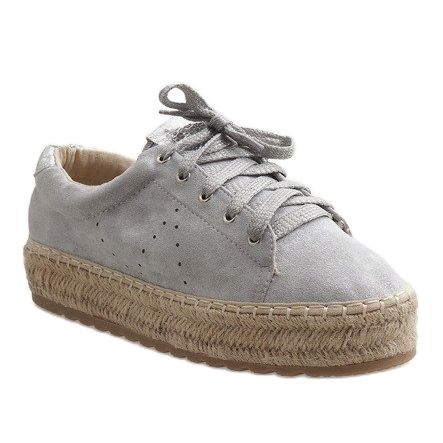 Šedé krajkové espadrilky BB01 šedá 1