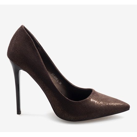 Hnědé klasické vysoké podpatky AT-0596-L hnědý 2 Hnědé klasické vysoké podpatky AT-0596-L hnědý 2