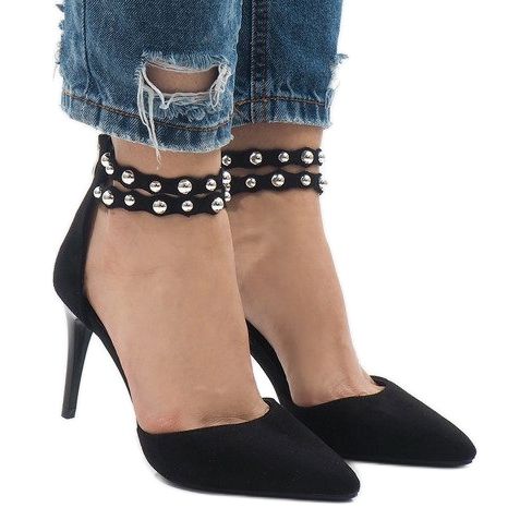 Černé sandály na vysokém podpatku B-51 černá 1