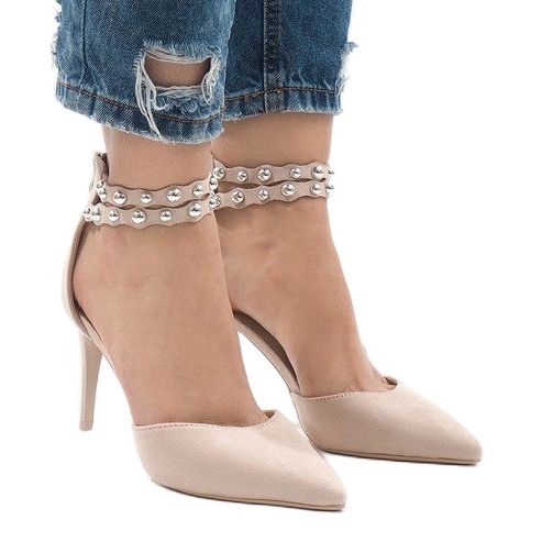 Béžové sandály na vysokém podpatku B-51 béžový 2