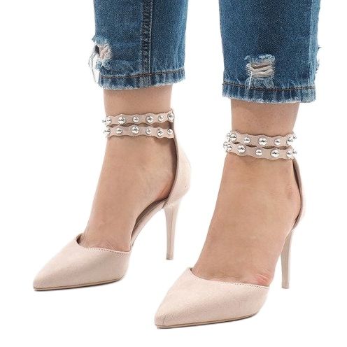 Béžové sandály na vysokém podpatku B-51 béžový 1