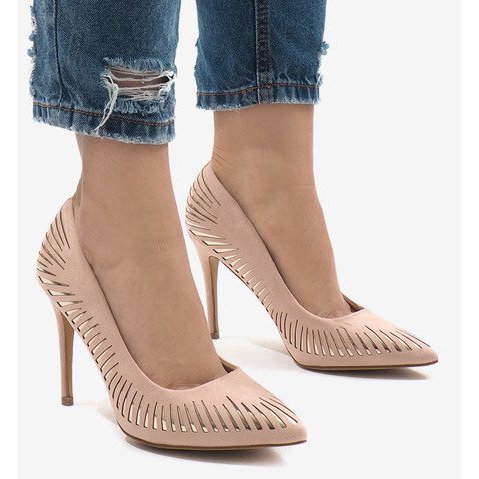 Růžové semišové podpatky HYD-A16 růžový 2