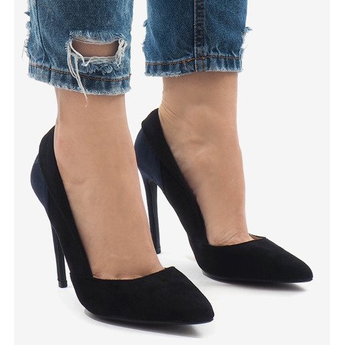 Černé klasické semišové podpatky 95299-35 černá 2