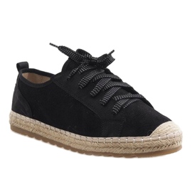 Černé krajkové espadrilky BB02P černý 1