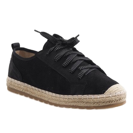 Černé krajkové espadrilky BB02P černá 1