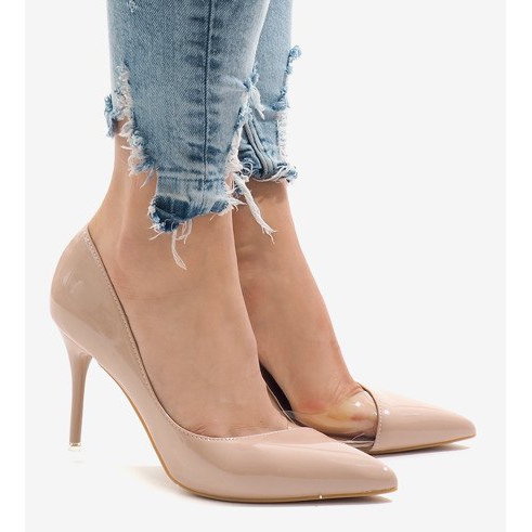 Růžově lakované asymetrické podpatky GH11541 růžový 2