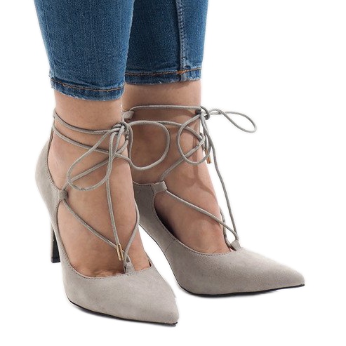 Šedé lodičky na čepu 4524-5 šedá 1