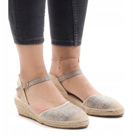 Šedé klínové sandály espadrilky LLI-3M88-7 šedá 1