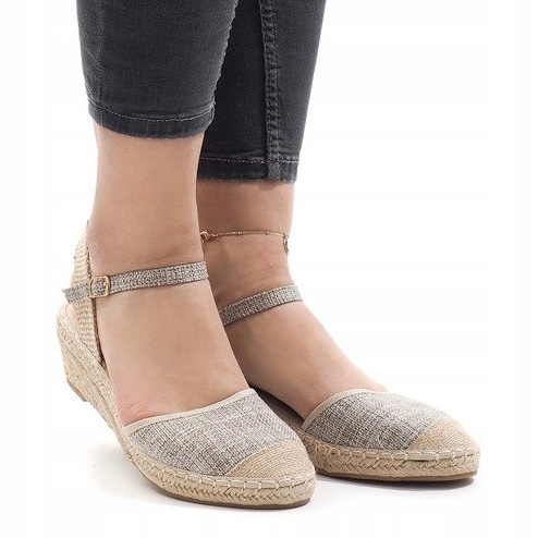 Šedé klínové sandály espadrilky LLI-3M88-7 šedá 2