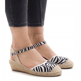 Klínové sandály Zebra espadrilles LLI-3M88-7 bílý černý 1
