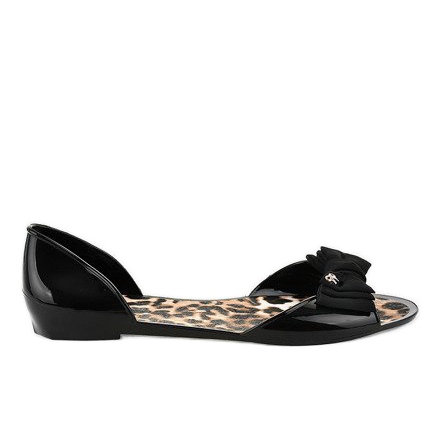 Černé gumové balerínky melissa s mašlí DD506-1 černá 1