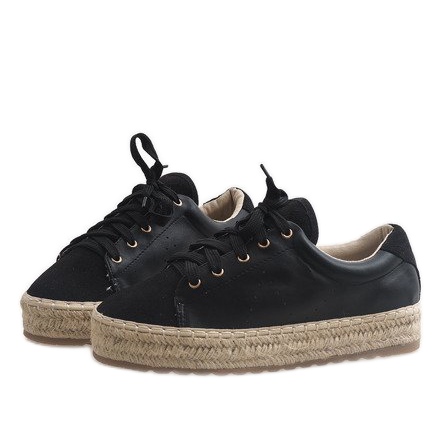 Černé krajkové espadrilky LX-07 černý 2
