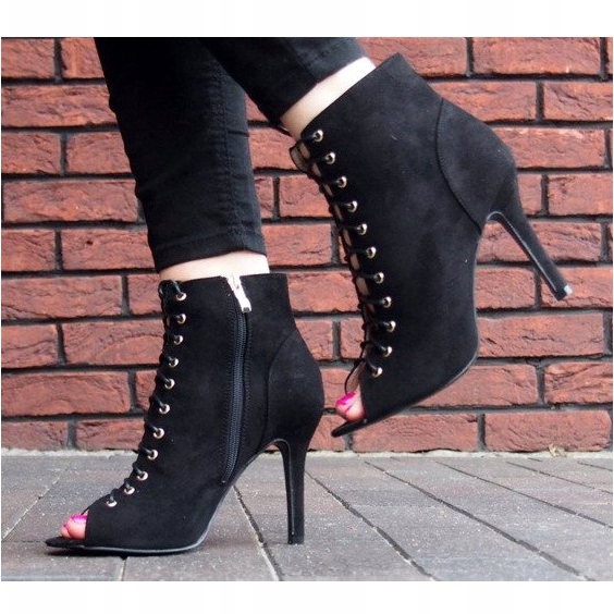 Boty / otevřené kozačky Laila 5003 Black černá 2 Boty / otevřené kozačky Laila 5003 Black černá 2