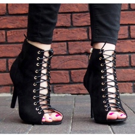 Boty / otevřené kozačky Laila 5003 Black černý 1