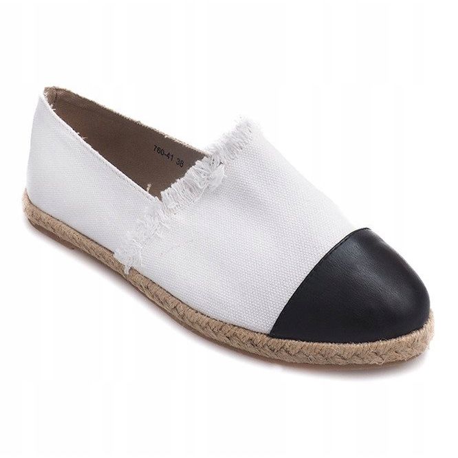 Plátěné espadrilky 760 bílé tenisky bílý černý 1