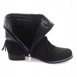 Teplé boty Boho Fringes LL51 Black černá 1