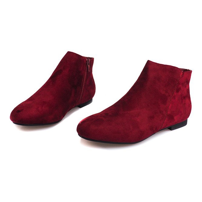Suede Booties Chelsea boots 7-106 Red červený 1