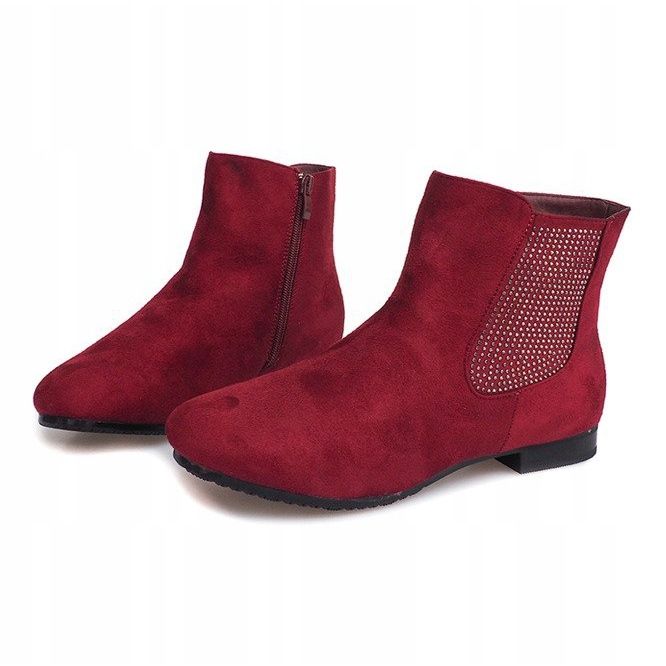 Suede Booties Jodhpur 7-133 Claret červené 1