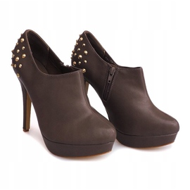 Elegantní boty na vysokém podpatku 8860P Khaki 1